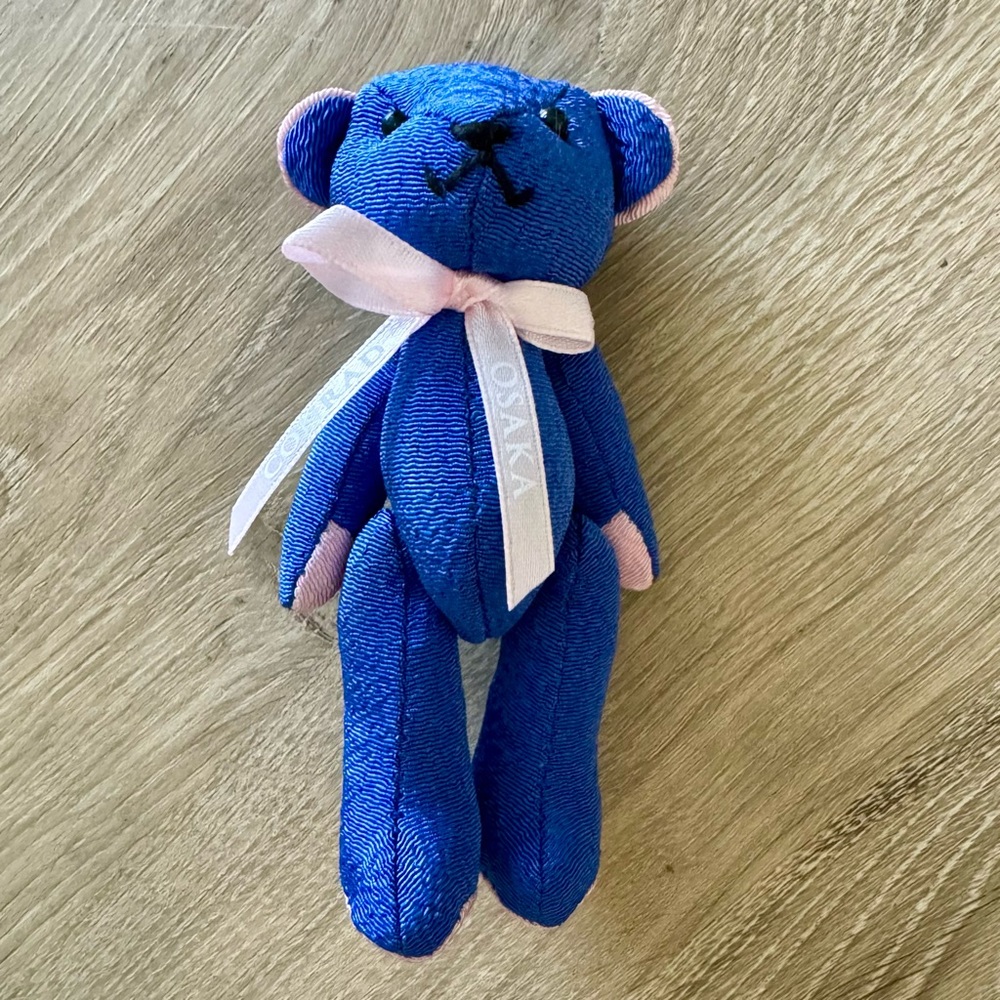 Rare CONRAD HOTEL OSAKA Mini Teddy Bear Novelty With Chain Blue